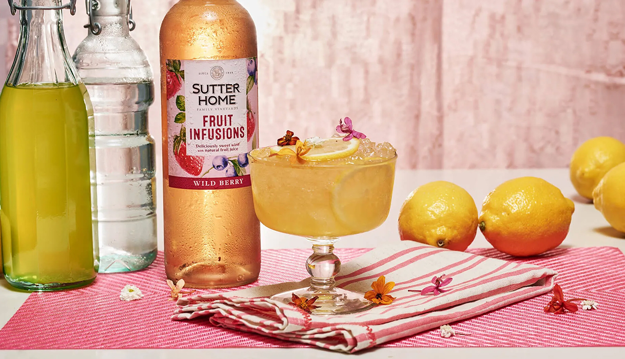 Lemon Berry Spritz cocktail made with Sutter Home Wildberry Fruit Infusions