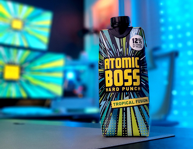 Atomic boss tropical fusion with computer screens in the background