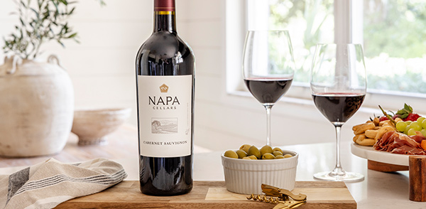 bottle of Napa Cellars cabernet sauvignon next to glasses of wine